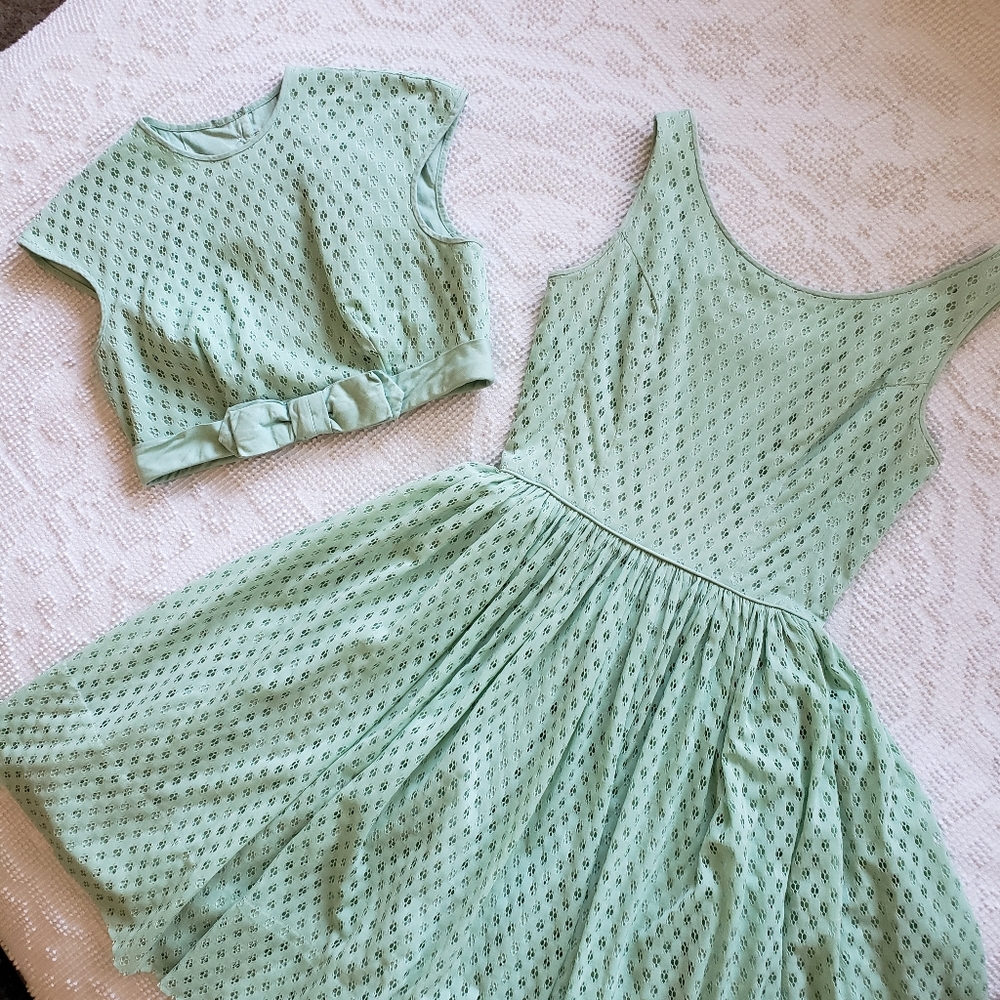 1950s Vintage Dress Jacket Set KerryBrooke by JC Penney's  Atomic Mint - Picture 11 of 15